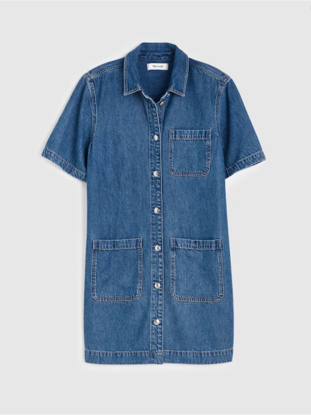 Madewell Short-Sleeve Denim Shirt Dress in Blue - Picture 1 of 1